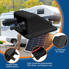 Solar Cable Entry Gland, 1FT 10AWG Soft Solar Extension Cable and Connector, UV