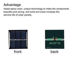 5Pcs Mini Solar Panel Cell 1.5V 60mA 0.09W 30mm x 30mm for DIY Project