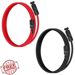 Behaunty Solar Extension Cable 10AWG 6mm² 2 FT Black Red