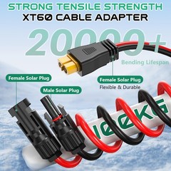 12AWG XT60 Solar Cable 10FT For Portable Power Station Solar Generator Charging