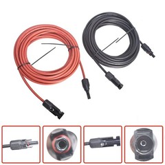 1 Pair 12 AWG Black + Red Wire Connector Solar Panel Extension Cable 30 Feet