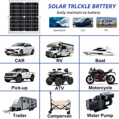 Trickle 30W Solar Panel 12V Battery Charger w/ Controller Kit Maintainer Car RV