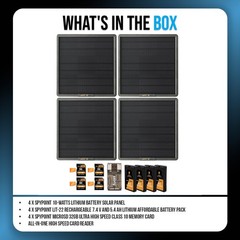 Spypoint 10W Solar Panel (4-Pack) with Battery Pack, Memory Card and Card Reader