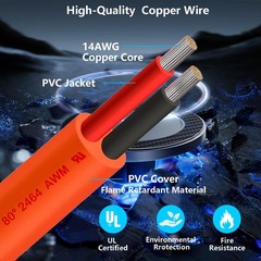 VOLTKARE 26FT(8m) 14AWG DC Extension Cable Solar Panels DC7909 & 8020