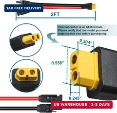 XT60 Connector, MC4 to XT60 Extension Charging Cable 2FT, Solar to XT60 Cable 10