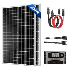 200W Solar Panel Kit Mono 12V Battery Charger Controller Boat RV Car Rooftop