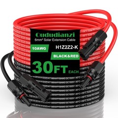 10AWG Solar Extension Cable 30ft Tinned Copper Photovoltaic PV Wire Waterproof C