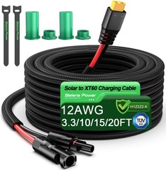 Solar To XT60 Extension Cable 12AWG 20FT For Portable Power Station Solar Panel