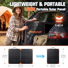100W Portable Solar Panel, Lightweight Aluminum Frame 100W-Fold 100.0 Watts