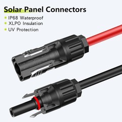 50ft 10AWG Waterproof Solar Extension Cable with Tool-Free MC4 Connectors