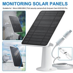 Solar Panel power For Outdoor Ring Spotlight Camera Security Cam Battery Charger