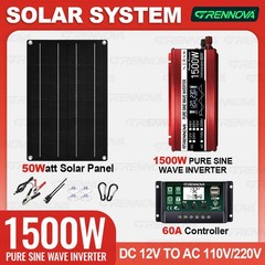 Grennova 1500W Pure Sine Solar System 60A MPPT Dual Voltage Inverter RV Van Farm