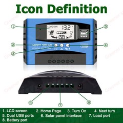 MPPT 30A 50A 60A 80A 100A Solar Panel Regulator Charge Controller Auto 12V/24V