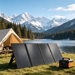 400W Portable Folding Solar Panel Power Bank for Outdoor Camping Motorhome Home