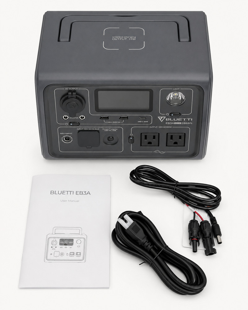 BLUETTI EB3A 268Wh Portable Power Station LiFePO4 Solar Generator 600W AC