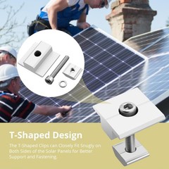 Anbte 10pcs Solar Panels Centre Clamps, Aluminium T-Shaped Mid Clamps Include…