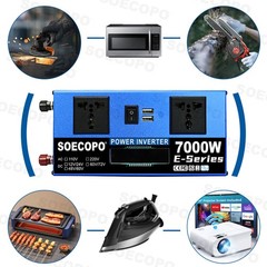 SOECOPO 7000W Peak Solar System Kit 2pcs Flexible Panel 100A Controller 12V/24V