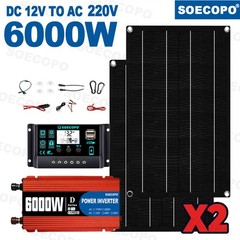 6000W DC to AC Solar Inverter Kit Include 2pcs Solar Panels & Charge Controller