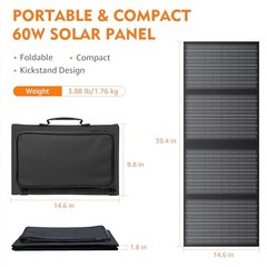 Solar Panel for Portable Power Station, Foldable Solar Panel with 12-18V DC 60W