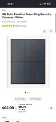 Ring 4W Solar Panel White for Outdoor Use, Weatherproof Monocrystalline 5V DC