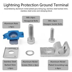 Solar Panel Grounding Lug, Bolt-On Cable Clamp with Nuts for Off-Grid Solar