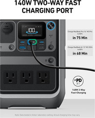 Anker Portable Power Station SOLIX C300, 288Wh Lifepo4 Backup Battery, 300W Sola