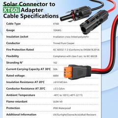 30FT Solar to XT60i Charging Adapter Cable – Weatherproof & Corrosion Resistant