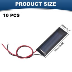 10 Pcs 0.5V 0.08W 160mA Mini Solar Panels with 2 Cable 53mm x 18mm