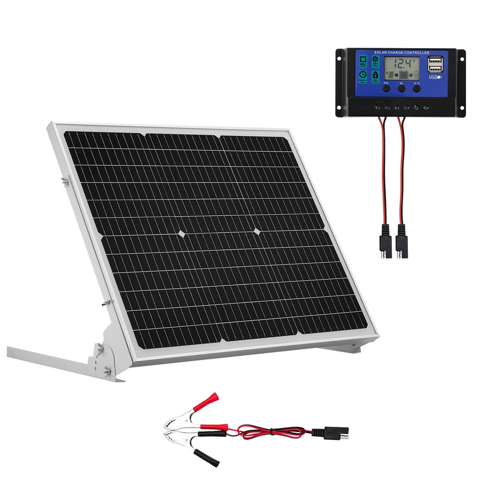 VEVOR Solar Battery Trickle Charger Kit 50W 12V with Upgraded MPPT Controller
