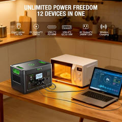 2400W Portable Power Station Lifepo4 Battery,1843.2Wh Solar Generator,Home Batte