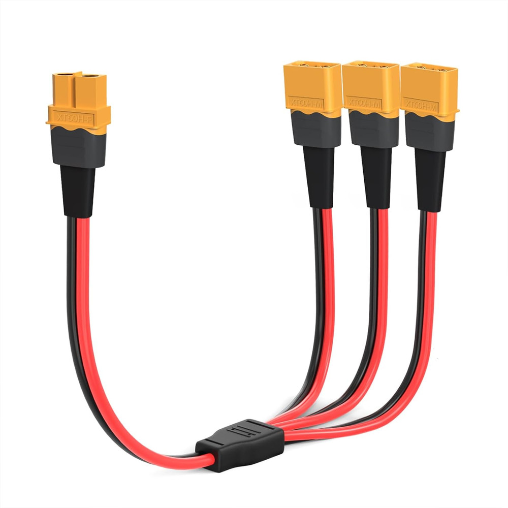 XT60 Splitter Cable,12Awg XT60 1 Female to 3 Male Connector Cable for UAV Phanto