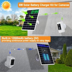 8W Solar Panel Built-in with 12000mAh Battery for Outdoor, 3in1 Plug Charger …