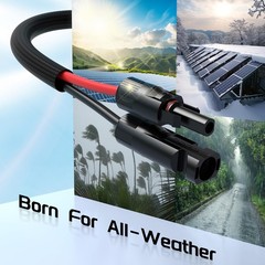 30FT 10AWG Solar Panel Extension Cable with Waterproof Connectors & Caps