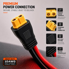 XT60 to SAE Connector, 10AWG XT60 Connector Extension Cable with Inline Fuse 15A
