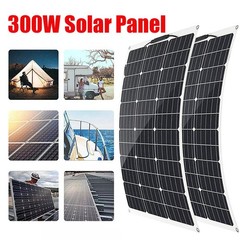 12V 300W Portable Flexible Solar Panel Mono Power RV Camping Home Boat Off-Grid