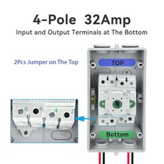 Solar Disconnect Switch 4-Pole DC 1500V 32A Isolator Solar Switch with Enclos…