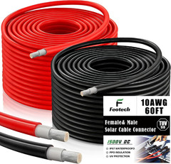 Twin Wire Solar Extension Cable 60FT – 10AWG (6Mm²) Solar Panel Tinned Copper Wi