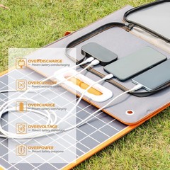 Flashfish Foldable 60W Solar Panel Adjustable Stand Dual USB Overcharge Protecti