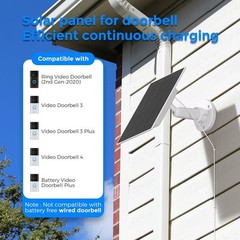 For Ring Video Doorbell 4 3 2 Solar Charger 4W with Wall Mount and 300cm Cable