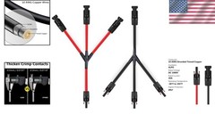 Solar Parallel Connector Y Splitter 1Y3 10 AWG – Red & Black