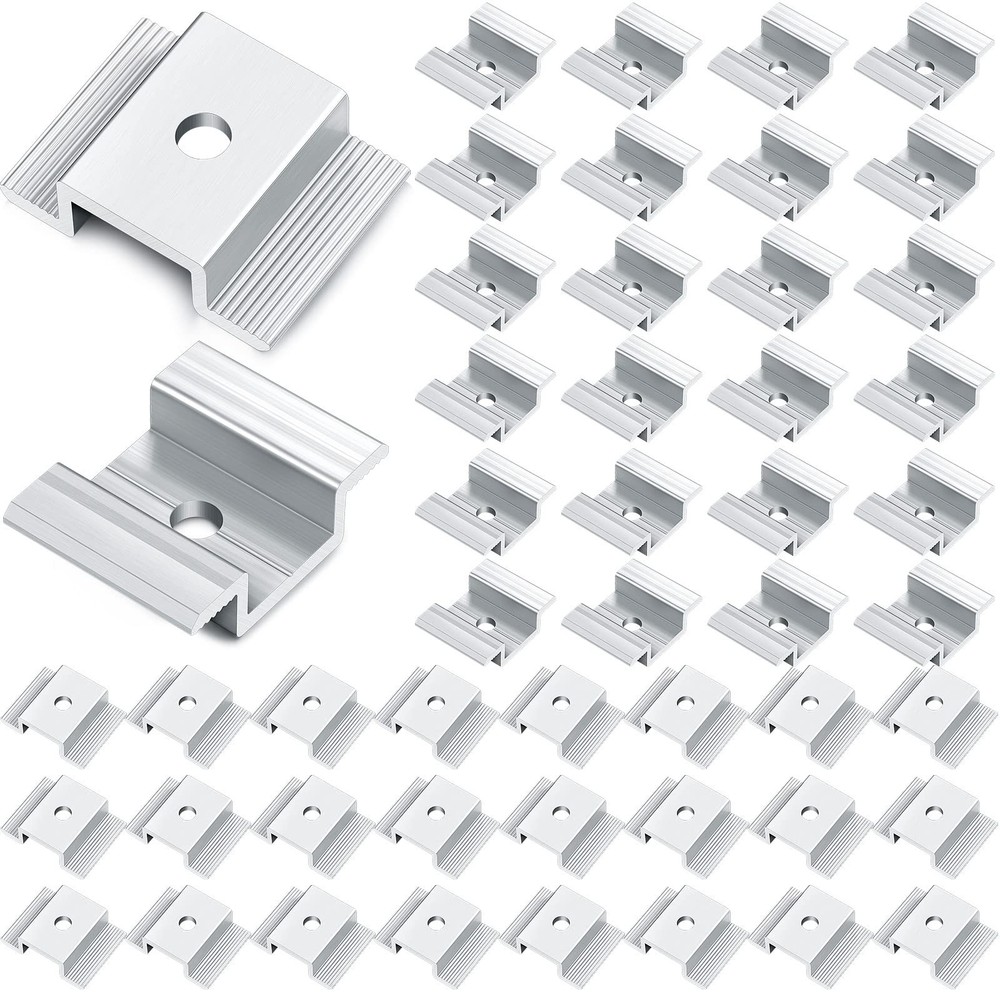 48 Pack Solar Panel Mid Clamps 1.06 Inch Solar Panel Bracket Aluminium Mounti…