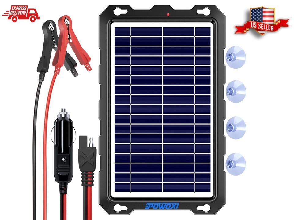 12V Battery Charger Solar Powered Panel for Car Dump Trailer Boat Marine 7.5W