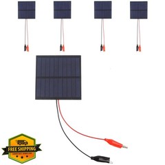 KEJNYT 5Pcs 5V+Wire Clip Solar Panels 1W 5V