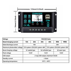 2500W 30-100A Solar Panel Kit 12V Charger Battery Charger Maintainer Boat