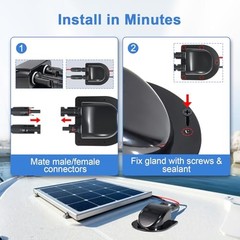 Solar Cable Entry Gland with 10ft 10AWG Solar Extension Cable Compatible with