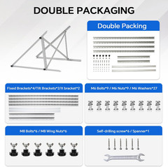 45 Inch 4 Sets Solar Panel Mounting Brackets Kit 0-90 Adjustable Solar Panel Til