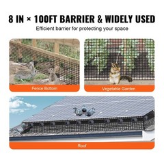 8in x 100ft Solar Bird Guard PVC-Coated Galvanized Wire Mesh, 1/2″ Grid