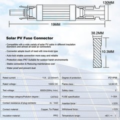 PV Solar Panel Fuse Holder – 15A Inline Connector, 5pcs