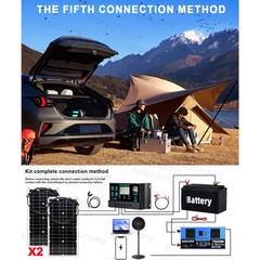 SOECOPO 7000W Peak Solar System Kit 2pcs Flexible Panel 100A Controller 12V/24V