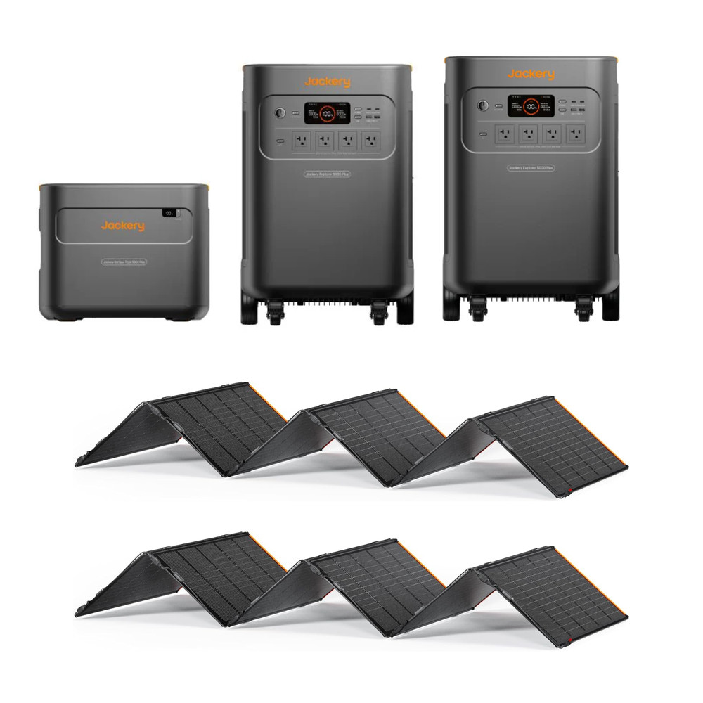Jackery E5000 Plus Power Station QTY 2 + 1 Extra Battery + 2 500W Solar Panel